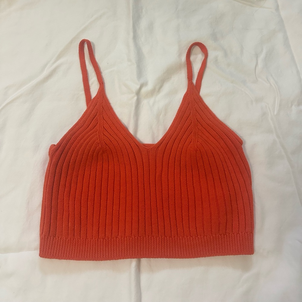 Free people orange knit tank top size small